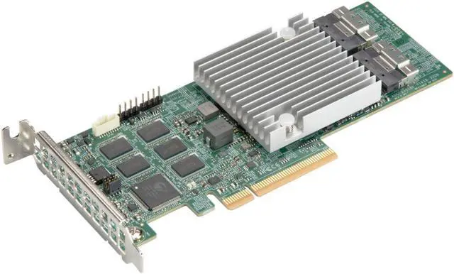 Main image of 8 internal SAS3 ports, Supports up to 16 physical devices w/ expander, 1x SlimSAS x8 black (100-Ohm) connector