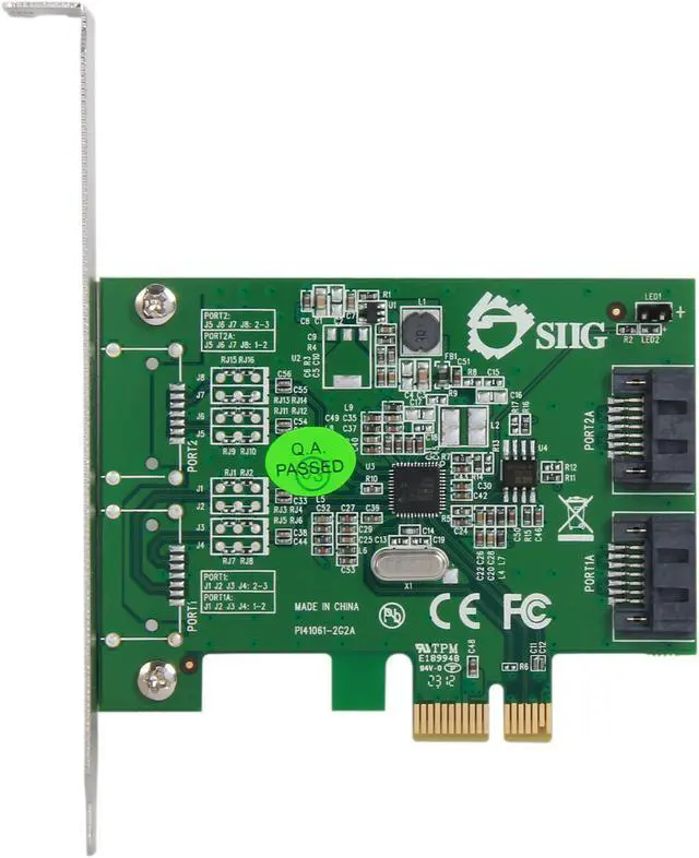 Alt view image 3 of 6 - SIIG SC-SA0L11-S1 PCI-Express 2.0 Low Profile Ready SATA III (6.0Gb/s) 2-Port Host Adapter