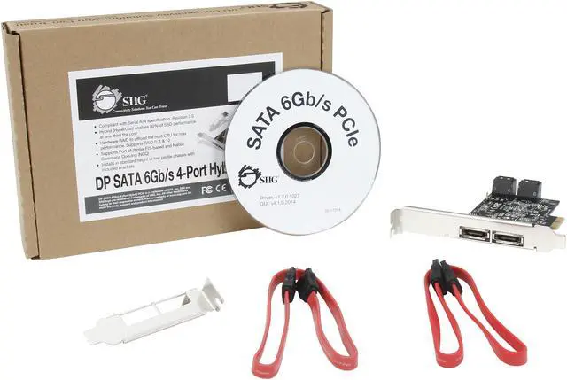 Alt view image 5 of 5 - SIIG SC-SA0R11-S1 PCI-Express 2.0 x2 Low Profile Ready SATA III (6.0Gb/s) 4-Port Hybrid RAID Controller Card