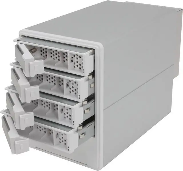 Alt view image 3 of 9 - areca ARC-5020MAC RAID level 0, 1, 10(1E), 3, 5, Single Disk or JBOD 4 3.5" Drive Bays 1 x eSATA (SATA ll 3.0Gbps) 1 x Hi-Speed USB 2.0 RAID Box