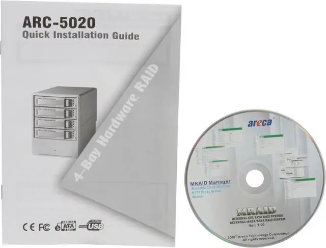 Alt view image 8 of 9 - areca ARC-5020MAC RAID level 0, 1, 10(1E), 3, 5, Single Disk or JBOD 4 3.5" Drive Bays 1 x eSATA (SATA ll 3.0Gbps) 1 x Hi-Speed USB 2.0 RAID Box