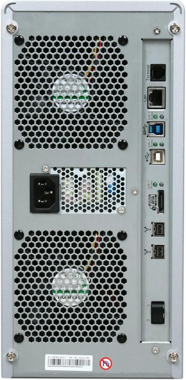 Alt view image 4 of 7 - areca ARC-5040-U3 RAID level 0, 1, 10, 1E, 3, 5, 6, Single Disk or JBOD 8 3.5" Drive Bays eSATA/USB3.0/Firewire800/iSCSI/AoE/USB2.0 Hi-Speed USB 3.0 eSATA Firewire 800 iSCSI RAID Sub-System