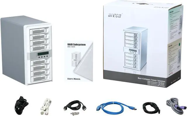 Alt view image 7 of 7 - areca ARC-5040-U3 RAID level 0, 1, 10, 1E, 3, 5, 6, Single Disk or JBOD 8 3.5" Drive Bays eSATA/USB3.0/Firewire800/iSCSI/AoE/USB2.0 Hi-Speed USB 3.0 eSATA Firewire 800 iSCSI RAID Sub-System
