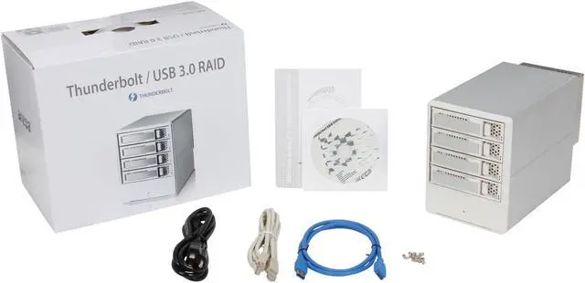 Alt view image 9 of 8 - areca ARC-5026 RAID 0/1/10(1E)/3/5/6, Single Disk or JBOD 4 3.5" Drive Bays 2 x Thunderbolt / 1 x USB 3.0 4-Bay to Thunderbolt & USB 3.0 Protable RAID Unit w/LCD, 250Watt PSU