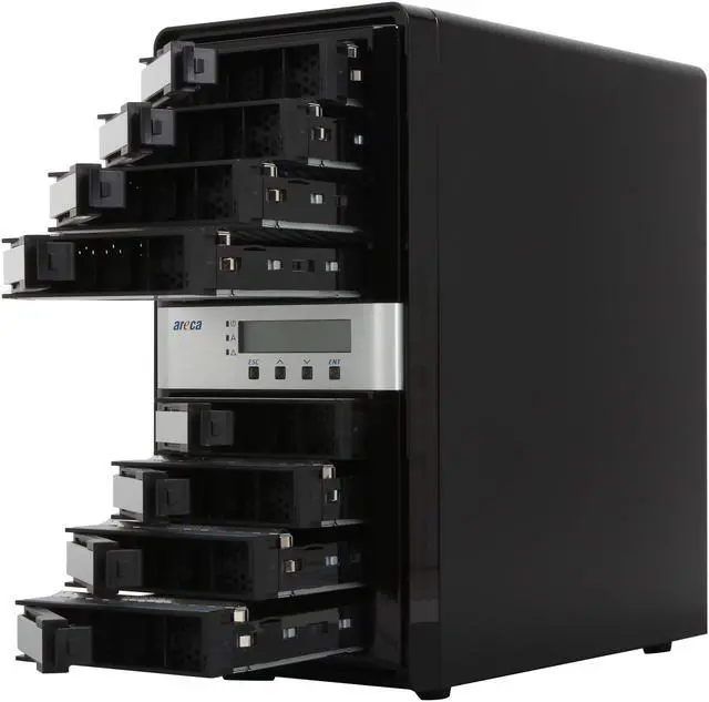 Alt view image 5 of 6 - areca ARC-8050T2 RAID level 0, 1, 1E, 3, 5, 6, 10, 30, 50, 60, Single Disk or JBOD 8 3.5" Drive Bays 2 x Thunderbolt 2 Thunderbolt 2 to 6Gb/s SAS RAID Storage