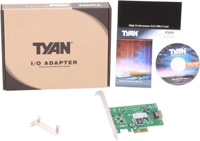 Alt view image 4 of 4 - TYAN P3301 PCI-E x4 Low Profile SAS / SATAII Storage Controller Card