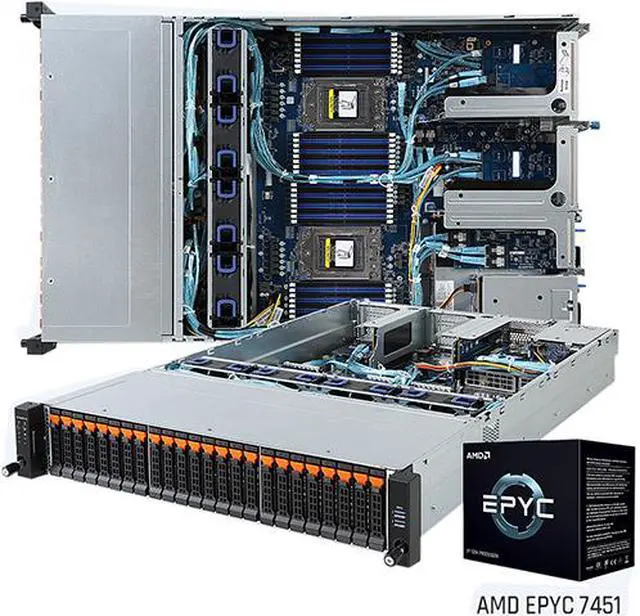 GIGABYTE R281-Z92 Barebone AMD EPYC 7451 Bundle, 24 cores