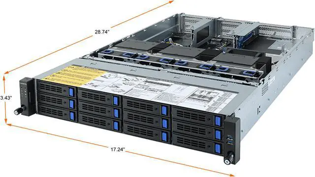 Alt view image 2 of 5 - GIGABYTE R282-Z93 AMD EPYC™ 7003 DP Server System - 2U 12-Bay GPU sku