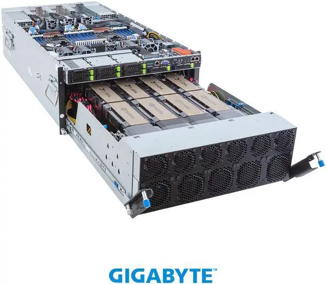 Alt view image 2 of 9 - GIGABYTE G593-SD0 HPC/AI Server - 4th Gen Intel® Xeon® - 5U DP HGX™ H100 8-GPU | Application: AI , AI Training , AI Inference & HPC