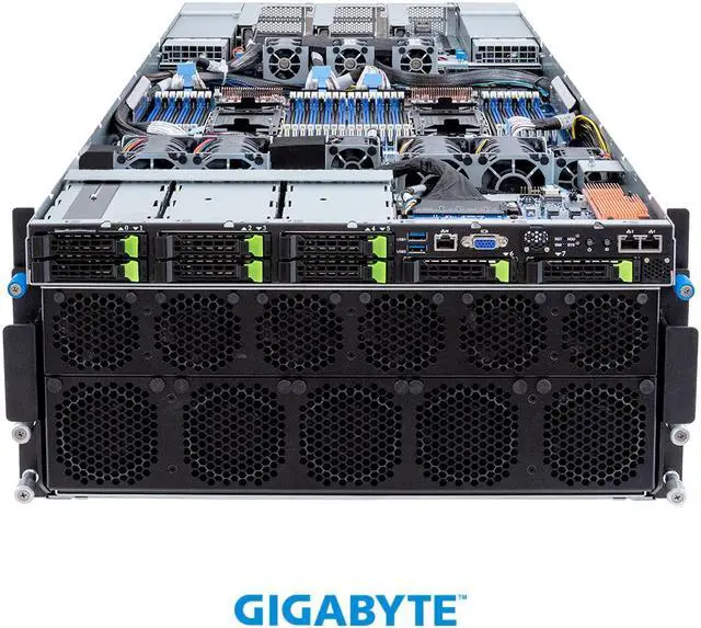 Alt view image 3 of 9 - GIGABYTE G593-SD0 HPC/AI Server - 4th Gen Intel® Xeon® - 5U DP HGX™ H100 8-GPU | Application: AI , AI Training , AI Inference & HPC