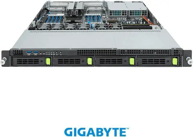 Alt view image 2 of 4 - GIGABYTE R163-S30-AAB1 Rack Server - 5th/4th Gen Intel® Xeon® Scalable - 1U UP 4-Bay Gen4 NVMe/SATA/SAS