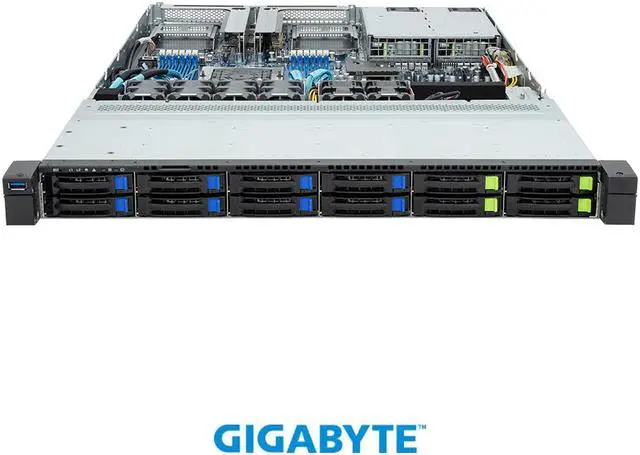 Alt view image 2 of 4 - GIGABYTE R163-Z32-AAC2 Rack Server - AMD EPYC™ 9004 - 1U UP 12-Bay Gen4 NVMe/SATA/SAS (4 x NVMe) Platinum
