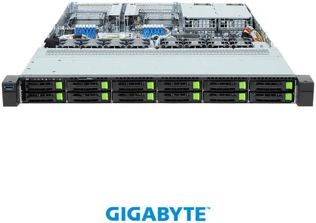 Alt view image 2 of 4 - GIGABYTE R163-Z35-AAH1 Rack Server - AMD EPYC™ 9005/9004 - 1U UP 12-Bay Gen5 NVMe/SATA/SAS-4 Titanium