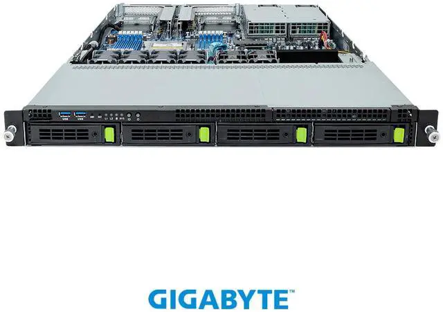 Alt view image 2 of 4 - GIGABYTE R163-Z30-AAB1 Rack Server - AMD EPYC™ 9004 - 1U UP 4-Bay Gen4 NVMe/SATA/SAS Platinum