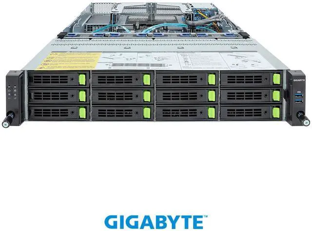 Alt view image 2 of 4 - GIGABYTE R283-S96-AAJ1 Rack Server - 5th/4th Gen Intel® Xeon® Scalable - 2U DP 12+2-Bay Gen5 NVMe/SATA/SAS-4 Titanium
