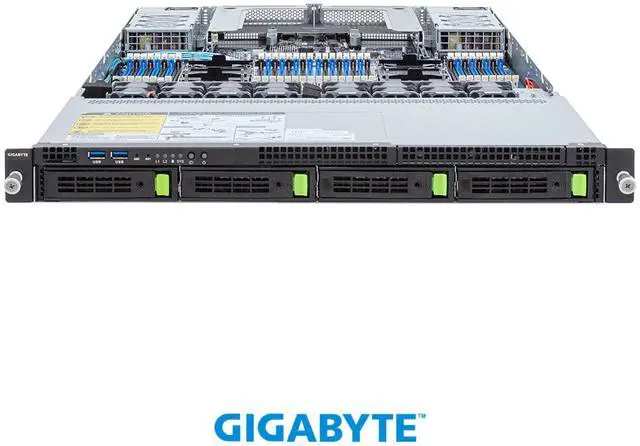 Alt view image 2 of 4 - GIGABYTE R183-S95-AAV1 Rack Server - 5th/4th Gen Intel® Xeon® Scalable - 1U DP 4-Bay Gen5 NVMe/SATA/SAS-4 Titanium