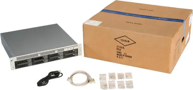 Alt view image 7 of 7 - Tekram R08 8 3.5" Drive Bays 2x MiniSAS Port + I2C/Serial Port 2U 8 Bay Rackmount RAID Sub-System