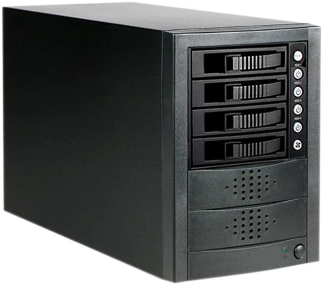Main image of iStarUSA JAGE5BT4HDBK 4 x Hotswap 3.5" Drive Bays SAS/SATA 12Gb/s SFF-8644 Hotswap JBOD Enclosure - Black HDD Handle