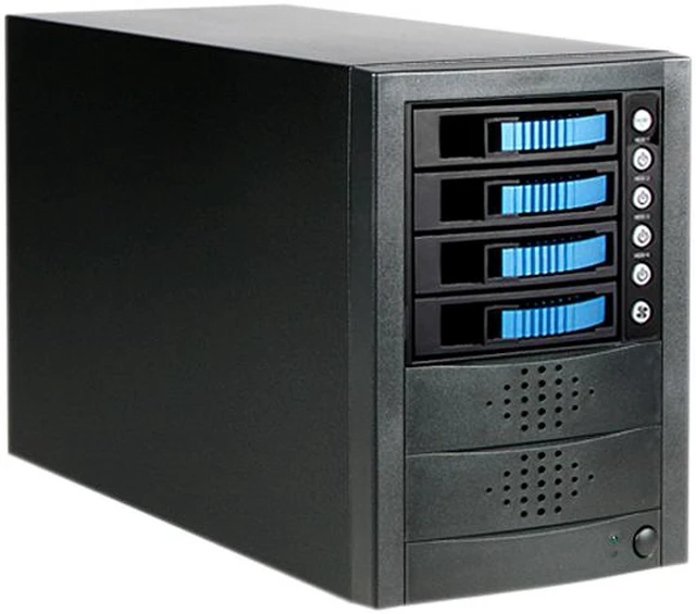 Main image of iStarUSA JAGE5BT4HDBL 4 x Hotswap 3.5" Drive Bays SAS/SATA 12Gb/s SFF-8644 Hotswap JBOD Enclosure - Blue HDD Handle
