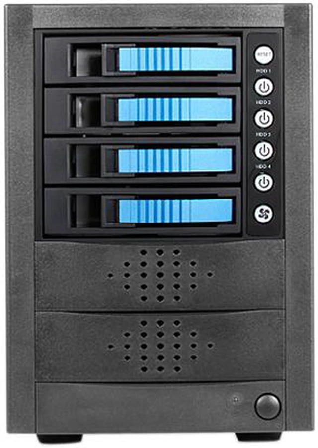 Alt view image 2 of 3 - iStarUSA JAGE5BT4HDBL 4 x Hotswap 3.5" Drive Bays SAS/SATA 12Gb/s SFF-8644 Hotswap JBOD Enclosure - Blue HDD Handle