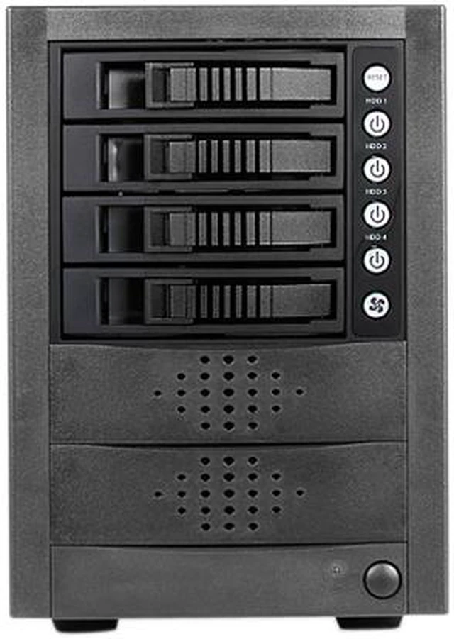 Alt view image 2 of 3 - iStarUSA JAGE5BT4MSBK 4 x Hotswap 3.5" Drive Bays SAS/SATA 12Gb/s SFF-8644 Hotswap JBOD Enclosure - Black HDD Handle