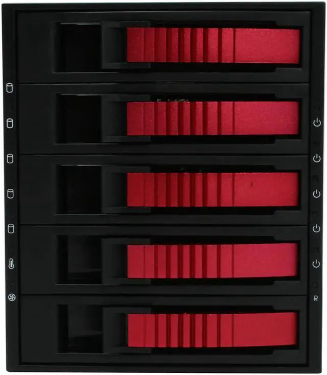 Alt view image 2 of 5 - iStarUSA BPU-350-Red 3x5.25" to 5x3.5" SATA2.0 Hot-Swap Backplane Raid Cage - OEM