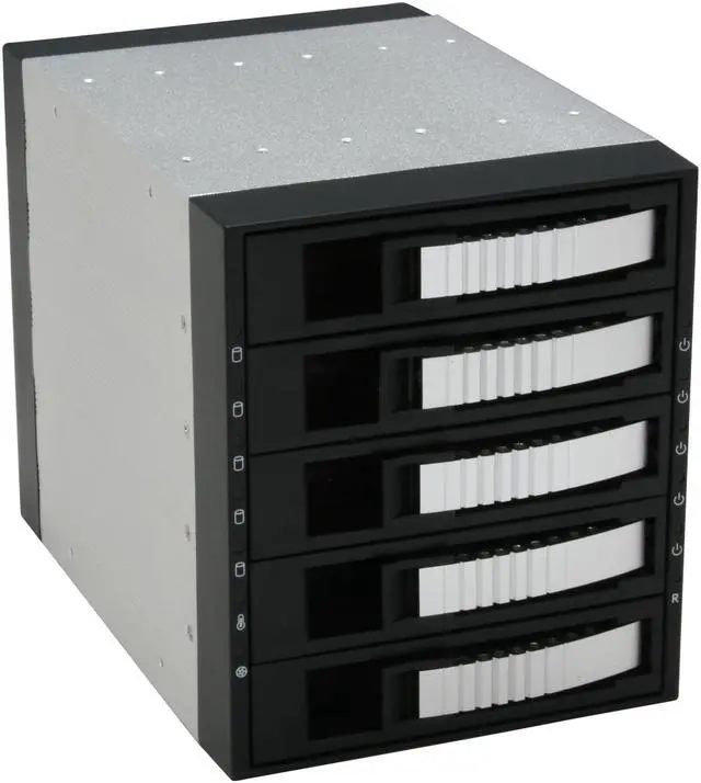 Alt view image 3 of 10 - iStarUSA BPU-350SATA-SILVER 3x5.25" to 5x3.5" SAS/SATA 6.0 Gb/s Hot-Swap Cage - OEM