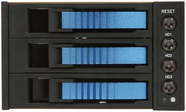 Alt view image 2 of 5 - iStarUSA BPU-230SATA-BLUE 2x5.25" to 3x3.5" SATA Hot-swap Raid Cage - OEM