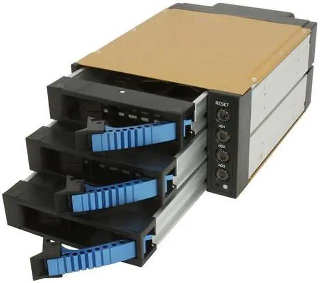 Alt view image 3 of 5 - iStarUSA BPU-230SATA-BLUE 2x5.25" to 3x3.5" SATA Hot-swap Raid Cage - OEM