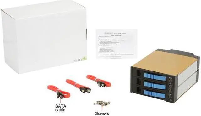 Alt view image 5 of 5 - iStarUSA BPU-230SATA-BLUE 2x5.25" to 3x3.5" SATA Hot-swap Raid Cage - OEM