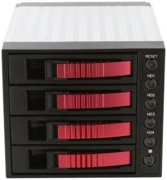 Alt view image 9 of 11 - iStarUSA BPU-340SATA-RED 3x5.25" to 4x3.5" SAS/SATA 6.0 Gb/s Hot-Swap Cage - OEM