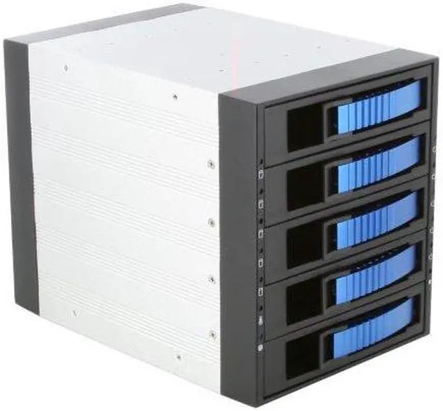 Alt view image 7 of 10 - iStarUSA BPU-350SATA-BLUE 3x5.25" to 5x3.5" SAS/SATA 6.0 Gb/s Hot-Swap Cage - OEM