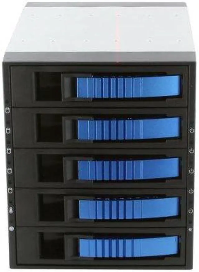 Alt view image 8 of 10 - iStarUSA BPU-350SATA-BLUE 3x5.25" to 5x3.5" SAS/SATA 6.0 Gb/s Hot-Swap Cage - OEM