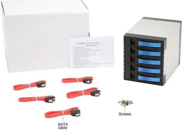 Alt view image 10 of 10 - iStarUSA BPU-350SATA-BLUE 3x5.25" to 5x3.5" SAS/SATA 6.0 Gb/s Hot-Swap Cage - OEM