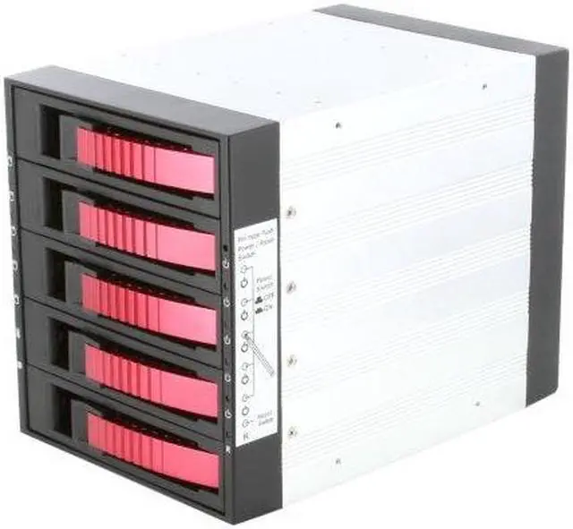 Alt view image 10 of 10 - iStarUSA BPU-350SATA-RED 3x5.25" to 5x3.5" SAS/SATA 6.0 Gb/s Hot-Swap Cage - OEM