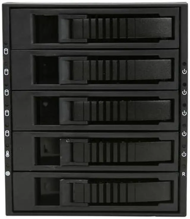 Alt view image 2 of 6 - iStarUSA BPU-350SATA-BLACK 3x5.25" to 5x3.5" SAS/SATA 6.0 Gb/s Hot-Swap Cage - Black Tray