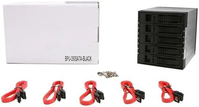 Alt view image 6 of 6 - iStarUSA BPU-350SATA-BLACK 3x5.25" to 5x3.5" SAS/SATA 6.0 Gb/s Hot-Swap Cage - Black Tray