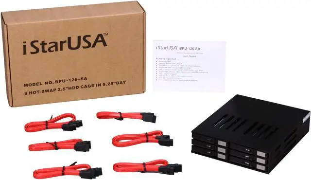 Alt view image 5 of 5 - iStarUSA BPU-126-SA 1 x 5.25" to 6 x 2.5" SATA 6.0 Gb/s Hot-Swap Cage - OEM