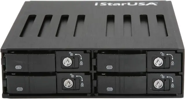 Alt view image 2 of 5 - iStarUSA BPU-124V2-SS 1 x 5.25" to 4 x 2.5" SATA/SAS 6.0 Gb/s Hot-Swap Cage