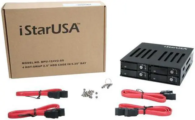 Alt view image 5 of 5 - iStarUSA BPU-124V2-SS 1 x 5.25" to 4 x 2.5" SATA/SAS 6.0 Gb/s Hot-Swap Cage