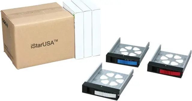 Alt view image 6 of 6 - iStarUSA BPU-HSTRAY-RSBL Red/Silver/Blue SAS/SATA Colored Handles Hard Drive Tray pack - OEM