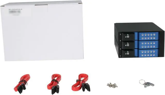 Alt view image 5 of 5 - iStarUSA BPN-DE230SS-BLUE 2 x 5.25" to 3 x 3.5" SAS / SATA Trayless Hot-Swap Cage - OEM