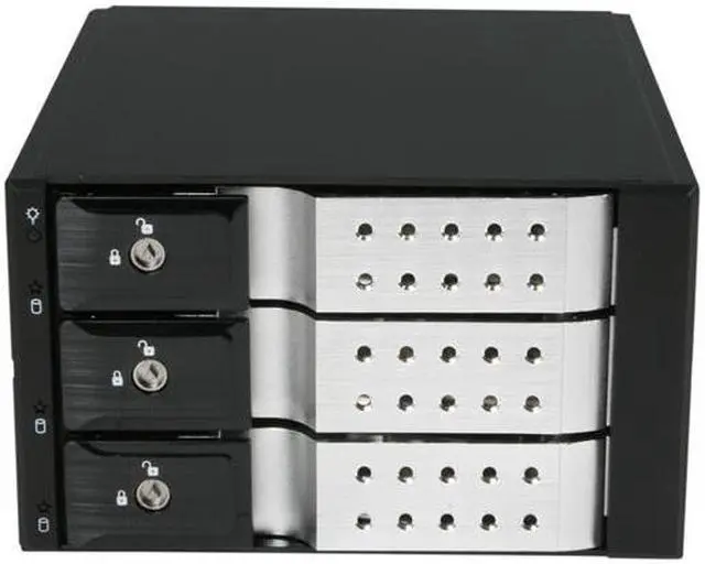 Alt view image 2 of 6 - iStarUSA BPN-DE230SS-SILVER 2x5.25" to 3x3.5" SAS/SATA 6.0 Gb/s Trayless Hot-Swap Cage - OEM