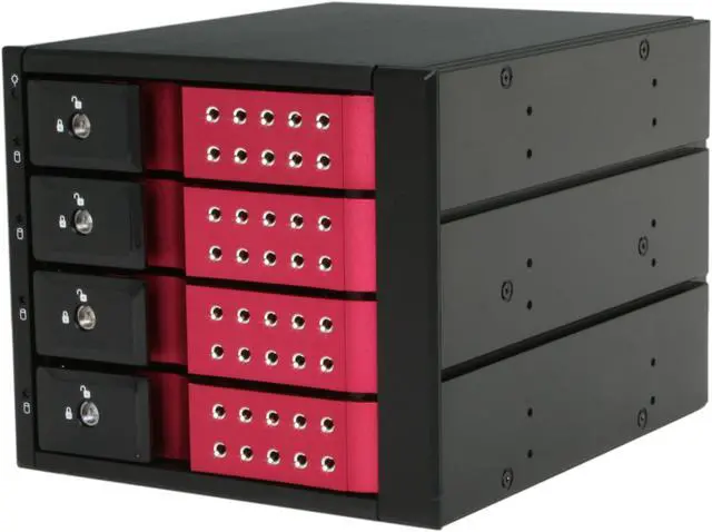 Main image of iStarUSA BPN-DE340SS-RED 3 x 5.25" to 4 x 3.5" SAS/SATA Trayless Hot-Swap Cage - OEM