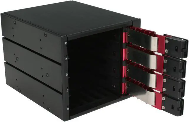 Alt view image 5 of 6 - iStarUSA BPN-DE340SS-RED 3 x 5.25" to 4 x 3.5" SAS/SATA Trayless Hot-Swap Cage - OEM