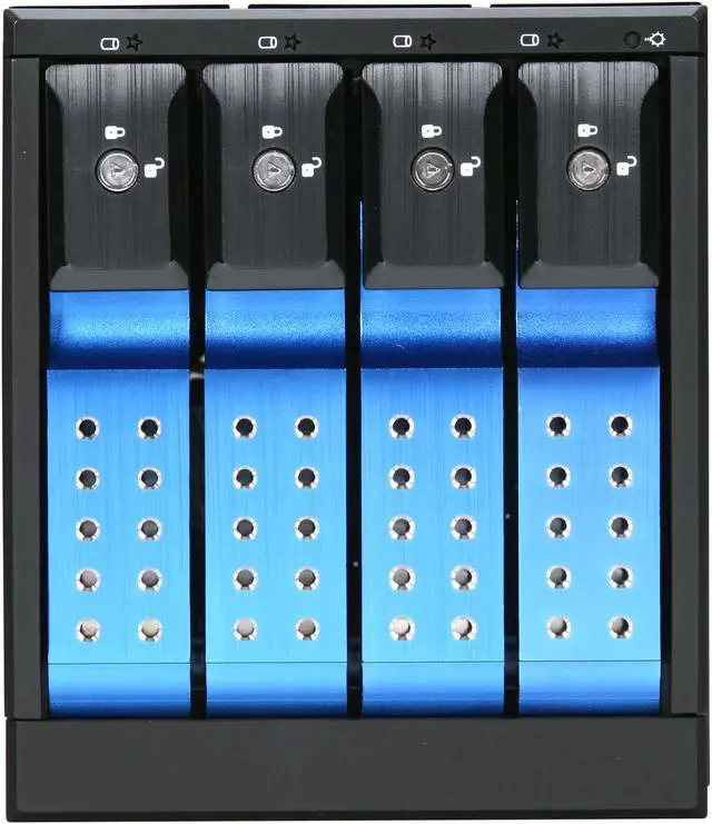 Alt view image 2 of 5 - iStarUSA BPN-DE340SS-BLUE 3 x 5.25" to 4 x 3.5" SAS / SATA 6 Gbps HDD Hot-swap Rack - OEM