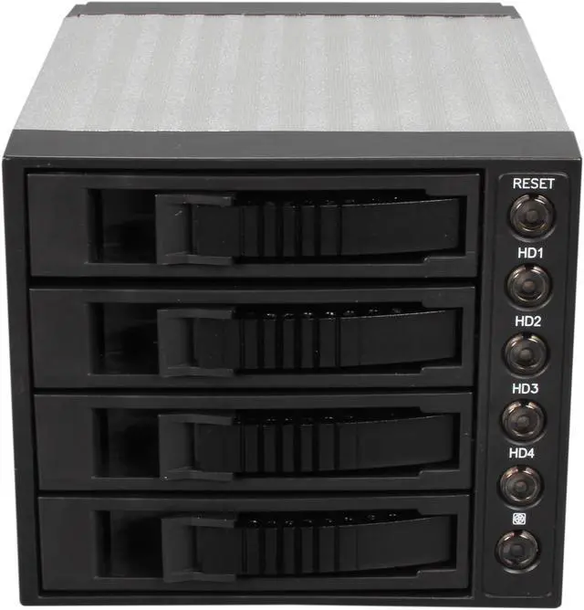 Alt view image 2 of 7 - iStarUSA BPU-340SATA-BLACK 3x5.25" to 4x3.5" SAS/SATA 6.0Gb/s Hot-Swap Cage - Black Tray