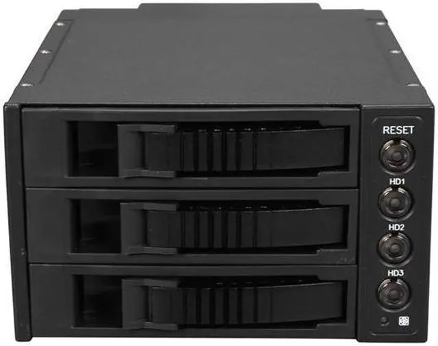 Alt view image 2 of 6 - iStarUSA BPU-230SATA-BLACK 2x5.25" to 3x3.5" SAS/SATA 6.0 Gb/s Hot-Swap Cage - Black Tray