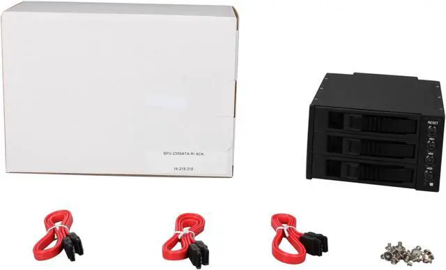 Alt view image 6 of 6 - iStarUSA BPU-230SATA-BLACK 2x5.25" to 3x3.5" SAS/SATA 6.0 Gb/s Hot-Swap Cage - Black Tray