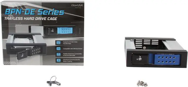 Alt view image 6 of 6 - iStarUSA BPN-DE110SS-BLUE Trayless 5.25" to 3.5" SATA SAS 6 Gbps HDD Hot-swap Rack